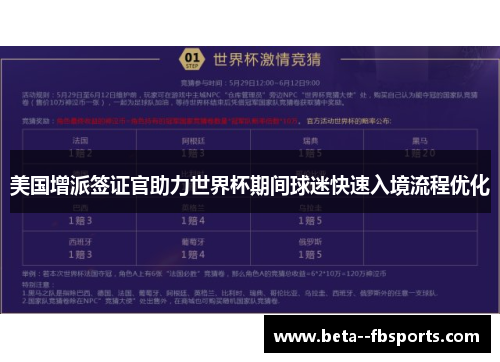美国增派签证官助力世界杯期间球迷快速入境流程优化 美国增派签证官助力世界杯期间球迷快速入境流程优化
